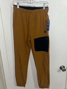 Russell Athletic Tan Joggers with Black Zip Pocket